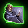 Neon sign of Sypha from Castlevania video game series in RGB color scheme.