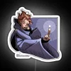 Sypha from Castlevania standing in front of an RGB neon sign with her sword at the ready.