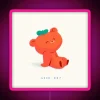 A neon-lit pink bear in an RGB color scheme with a cityscape or abstract background, possibly part of a futuristic or fant...