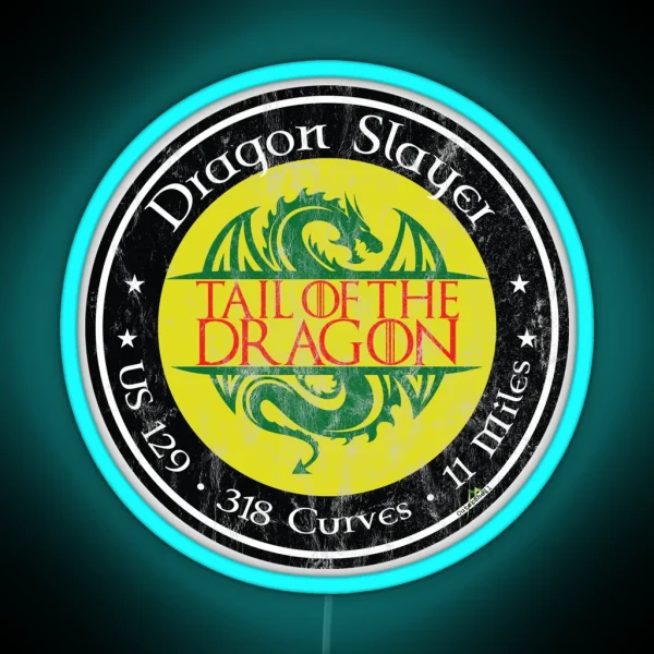 Tail Of The Dragon Road US 129 Motorcycle Sports Car RGB Neon Sign