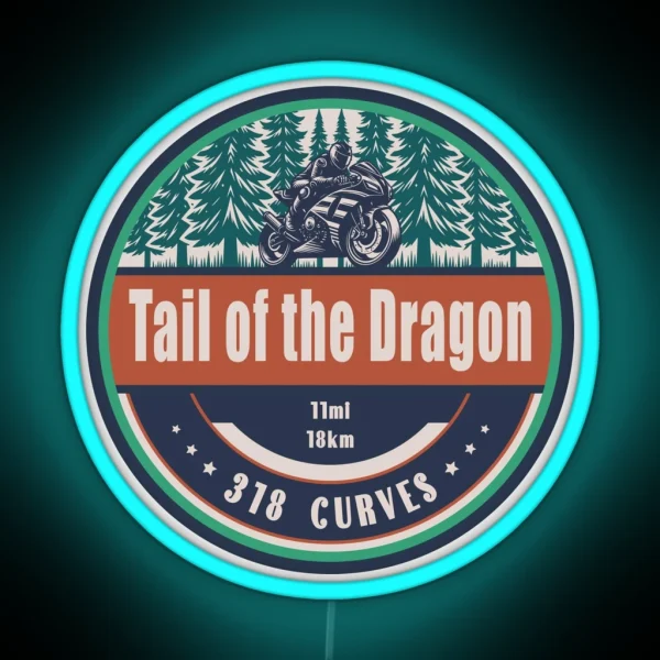 Tail Of The Dragon US Motorcycling Design RGB Neon Sign
