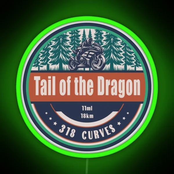Tail Of The Dragon US Motorcycling Design RGB Neon Sign