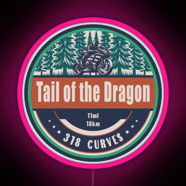 Tail Of The Dragon US Motorcycling Design RGB Neon Sign