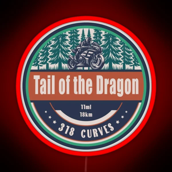 Tail Of The Dragon US Motorcycling Design RGB Neon Sign