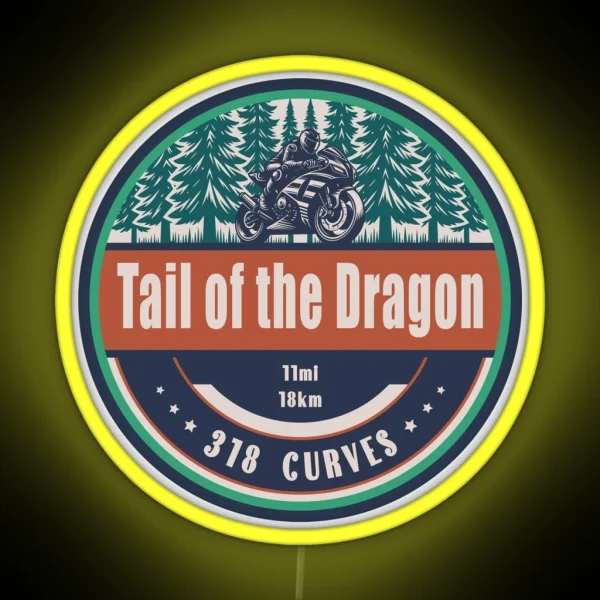 Tail Of The Dragon US Motorcycling Design RGB Neon Sign