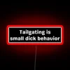 Bumper sticker criticizing tailgating behavior as an issue of size