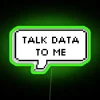 Neon sign with colorful lights forming a speech bubble, conveying the idea of communicating or exchanging data.