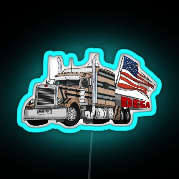 Talladega Peterbilt American Flag America Pre Race RGB Neon Sign
