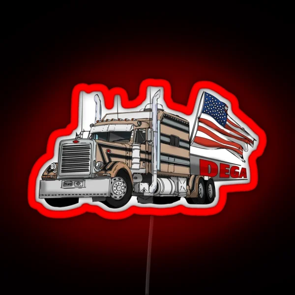 Talladega Peterbilt American Flag America Pre Race RGB Neon Sign