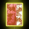 Neon tango-themed sign with black netting on an almond-colored background, featuring pink and yellow accents.
