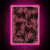 Tango-themed neon sign with black netting on a pink background, featuring bold RGB colors.