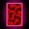 Tango-themed neon sign with black netting design on a red background.