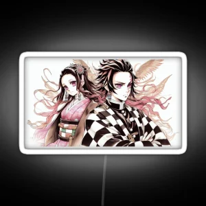 Tanjiro And Nezuko W Background RGB Neon Sign