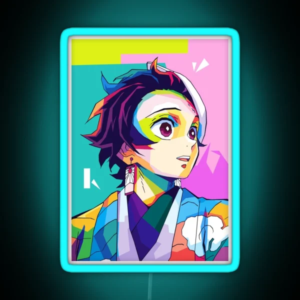 Tanjiro Demon Slayer Wpap Art RGB Neon Sign