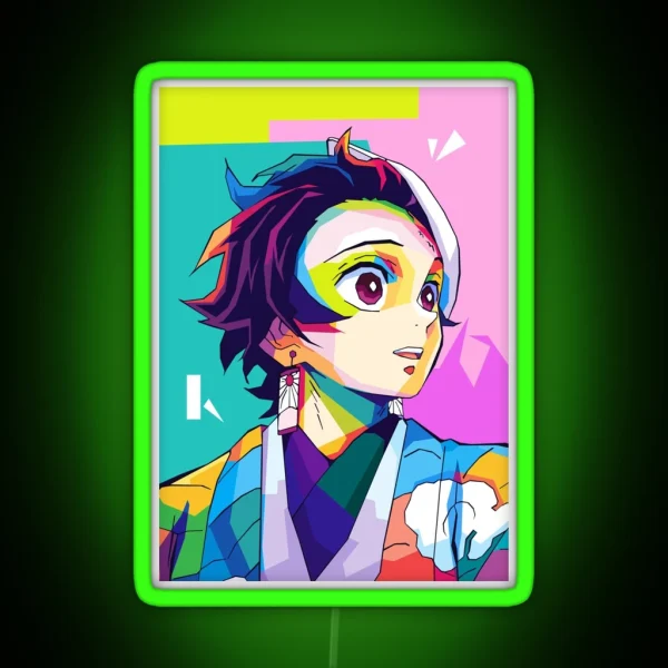 Tanjiro Demon Slayer Wpap Art RGB Neon Sign