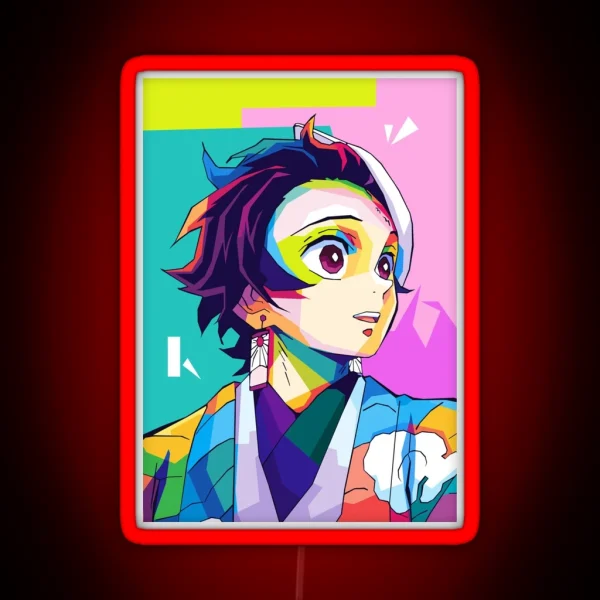 Tanjiro Demon Slayer Wpap Art RGB Neon Sign