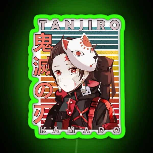 Tanjiro Kamado Demon Slayer Retro Anime Design RGB Neon Sign