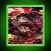Tanjiro Kamado from Demon Slayer holding a neon sign in RGB colors.