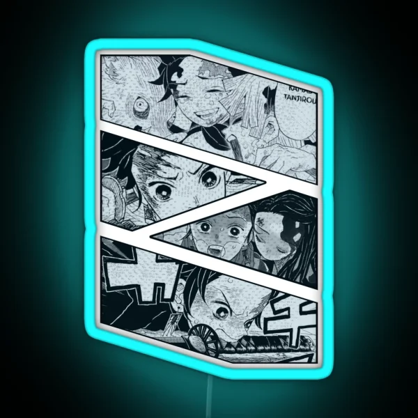 Tanjiro Kamado Manga Panel Design RGB Neon Sign