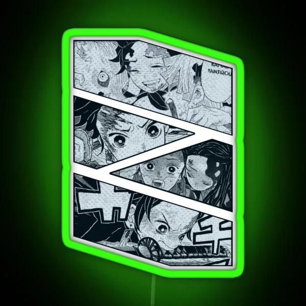 Tanjiro Kamado Manga Panel Design RGB Neon Sign