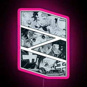 Tanjiro Kamado Manga Panel Design RGB Neon Sign