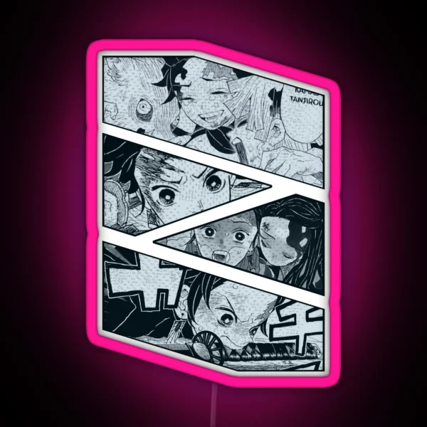 Tanjiro Kamado Manga Panel Design RGB Neon Sign