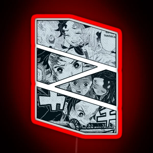 Tanjiro Kamado Manga Panel Design RGB Neon Sign