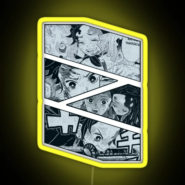Tanjiro Kamado Manga Panel Design RGB Neon Sign
