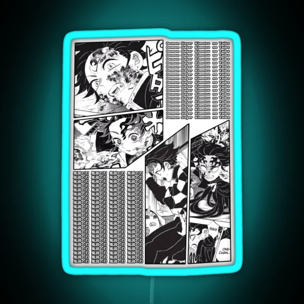 Tanjiro Kamado Manga Stripe Design RGB Neon Sign