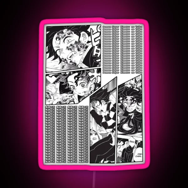 Tanjiro Kamado Manga Stripe Design RGB Neon Sign