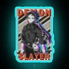 Neon-inspired design of Tanjiro Kamado from Demon Slayer in RGB glitch effect.