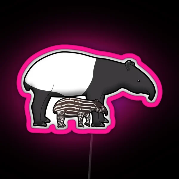 Tapir With Baby RGB Neon Sign