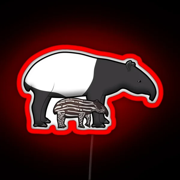 Tapir With Baby RGB Neon Sign