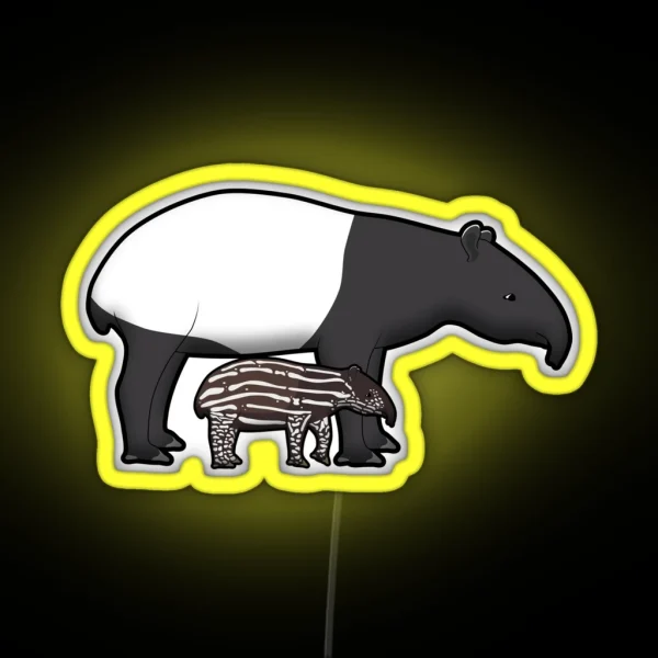Tapir With Baby RGB Neon Sign