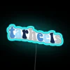 Neon Tar Heels logo signage in blue RGB colors.