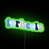 Neon sign with University of North Carolina Tar Heels logo in green color.