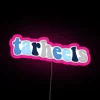 Neon Tar Heels logo sign in pink and blue colors