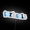 A neon sign reading "Tar Heels" in colorful RGB letters on a white background, evoking a vibrant atmosphere associated wit...