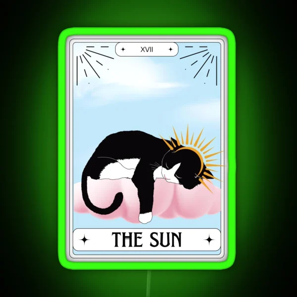 Tarot Card Tuxedo Cat The Sun RGB Neon Sign