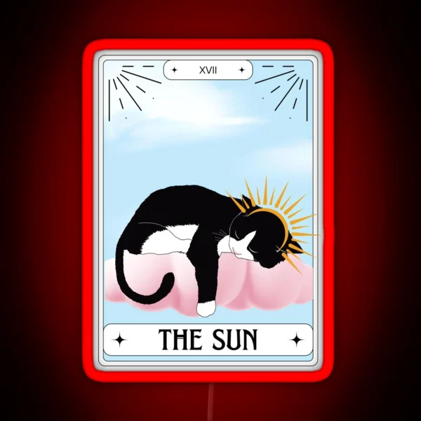 Tarot Card Tuxedo Cat The Sun RGB Neon Sign