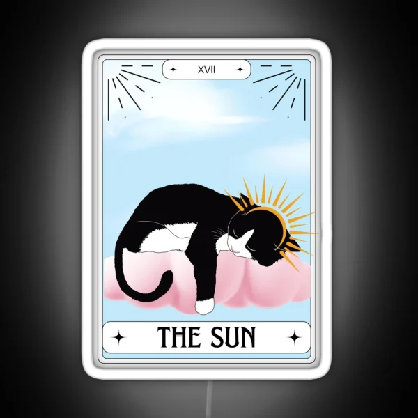 Tarot Card Tuxedo Cat The Sun RGB Neon Sign