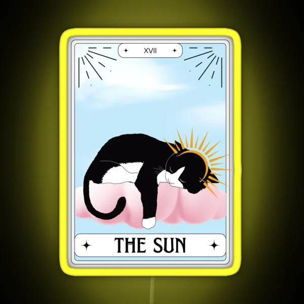 Tarot Card Tuxedo Cat The Sun RGB Neon Sign