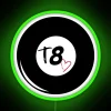 Singer Tate McRae poses in front of an 8-ball neon sign.
