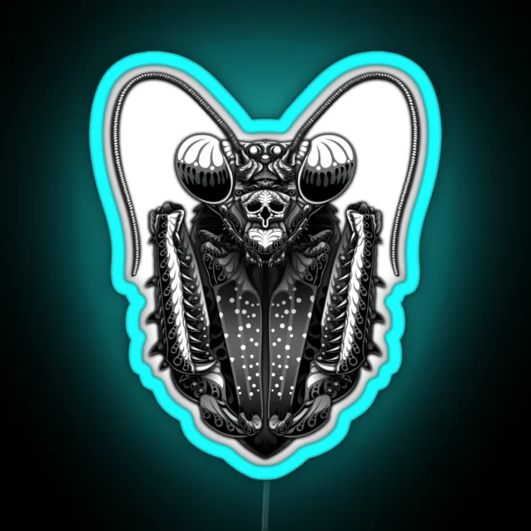 Tattoo Mantis V2 Grey RGB Neon Sign