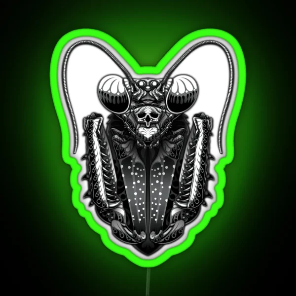 Tattoo Mantis V2 Grey RGB Neon Sign