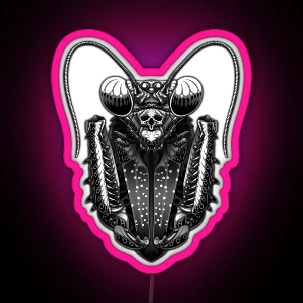 Tattoo Mantis V2 Grey RGB Neon Sign