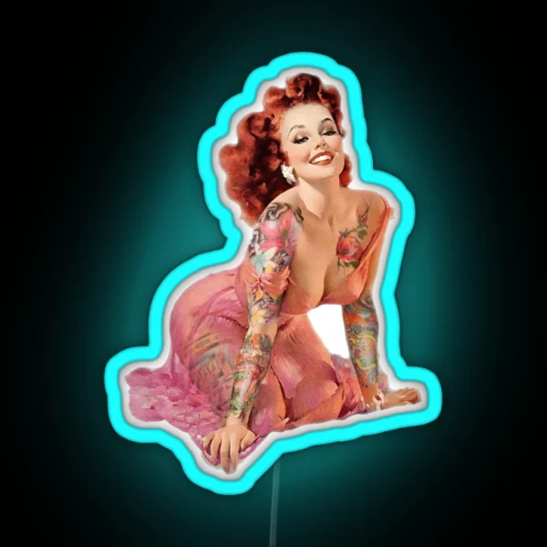 Tattoo Pin Up Girl RGB Neon Sign