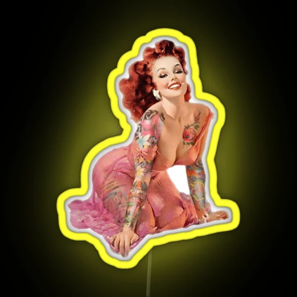 Tattoo Pin Up Girl RGB Neon Sign
