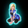 Tattooed Android under Neon Sign in Blue