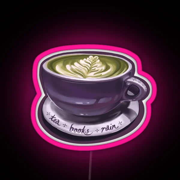 Tea Books And Rain RGB Neon Sign